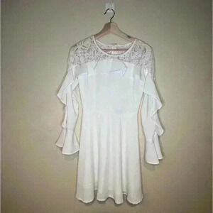 Lulus Secret Kiss White Lace Long Sleeve Dress S